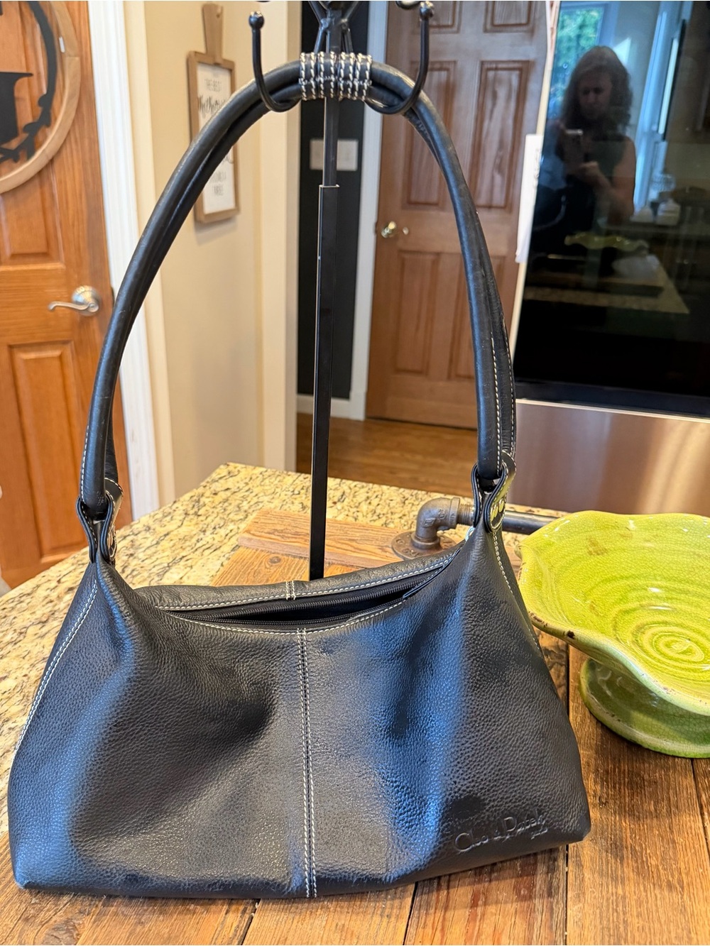 Ciao Bella Black Pebbled Leather Shoulder Bag